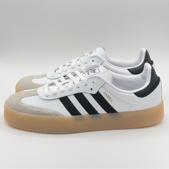 Women’s Adidas originals SAMBAE Sneakers White/Black/Gum IG5744 leather Size 10 - Picture 2 of 12